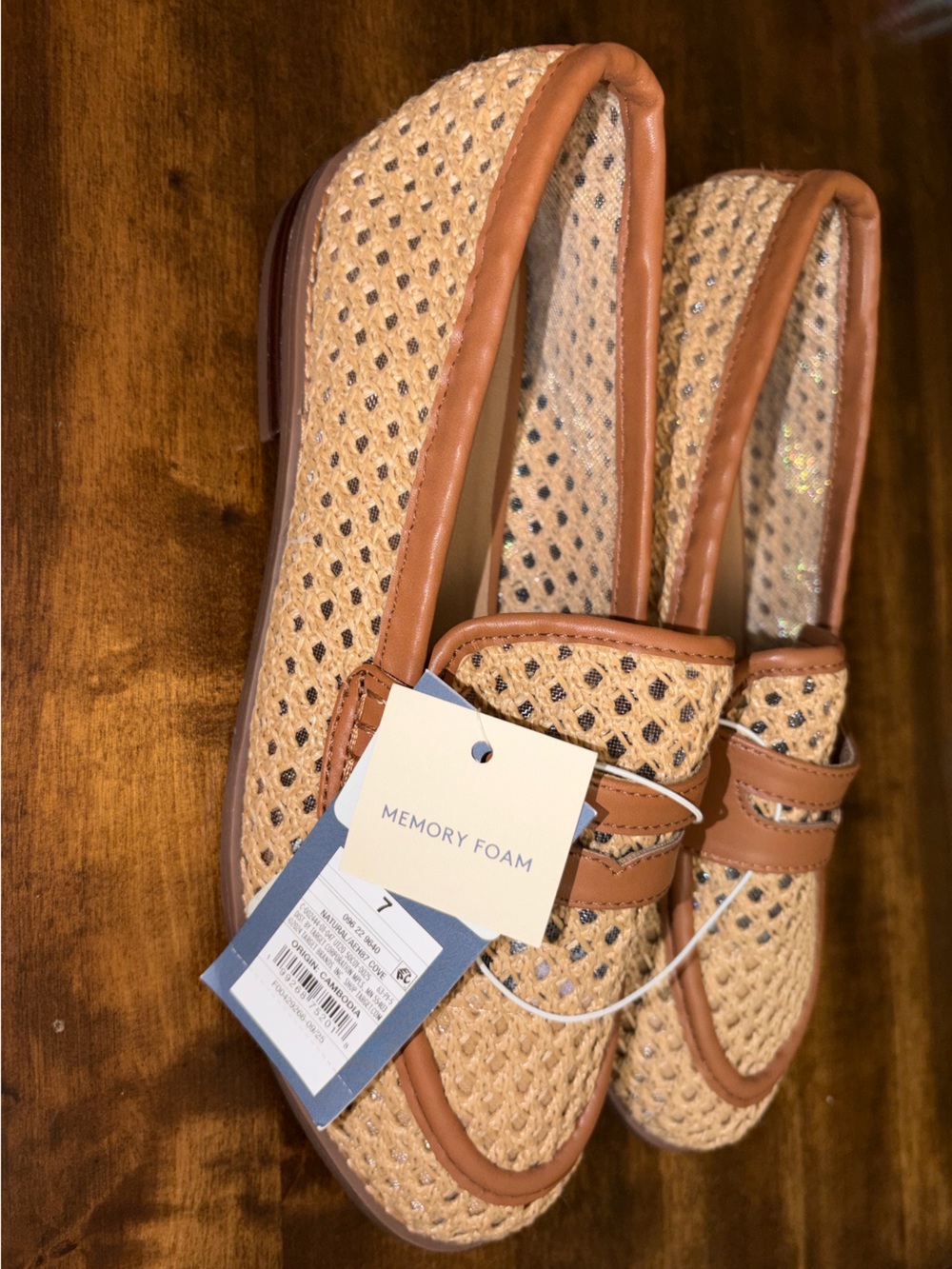 Universal Thread Natural Cove Woven Penny Loafer Shoes Memory Foam NWT Size 7 - Picture 2 of 7